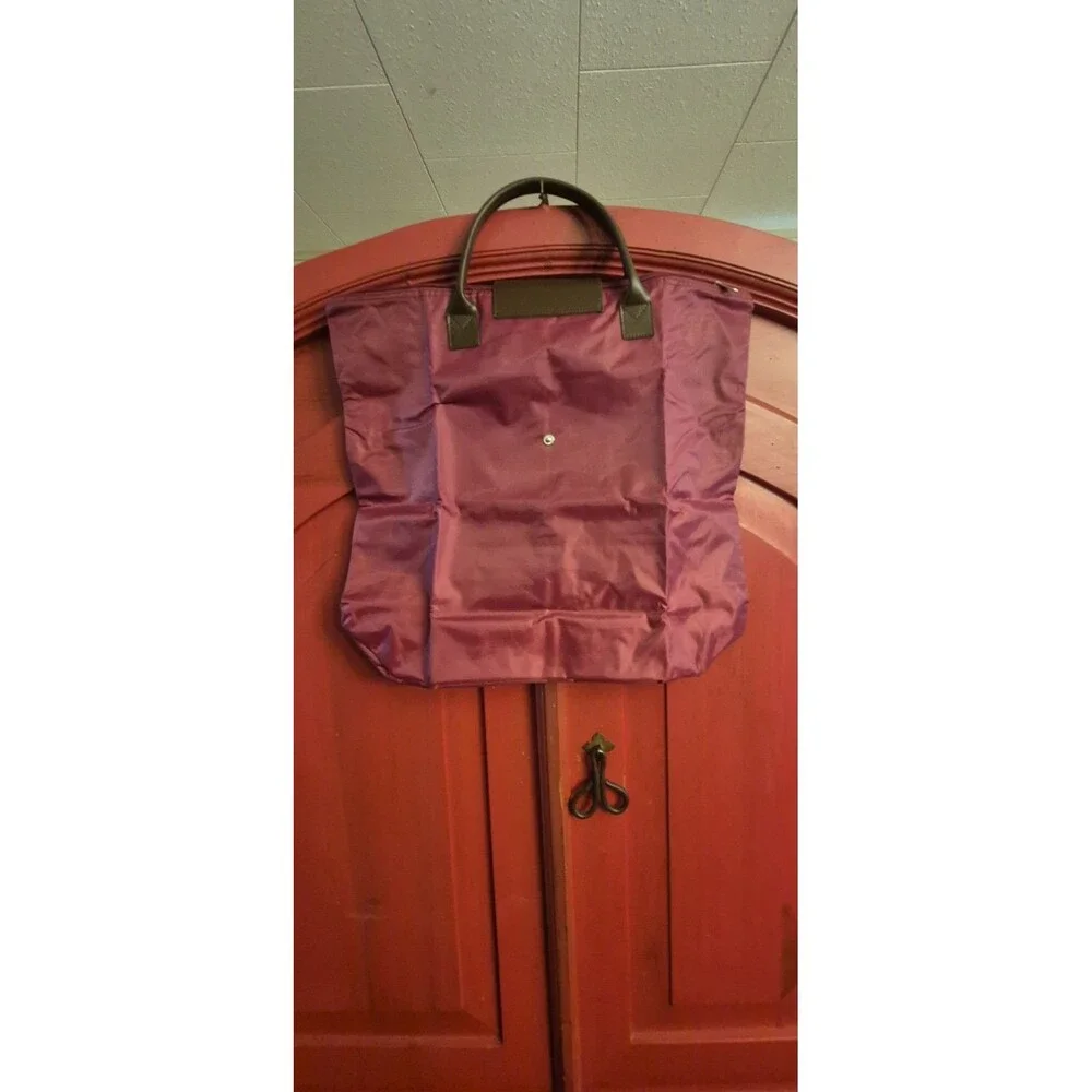 Vintage The Bon-Ton Elder-Beerman Folding Tote Bag Magenta Nylon Travel Purse